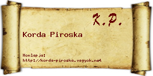 Korda Piroska névjegykártya